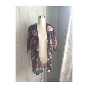Black floral cardigan